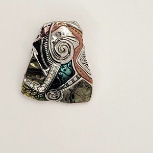 Scarf Necklace Jewelry, with Silver / Orange / Green and  Abalone Shell